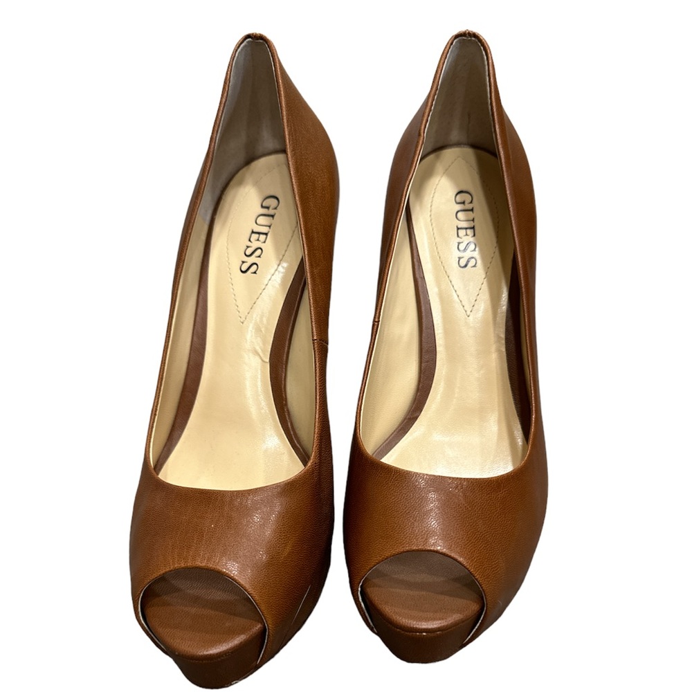 Guess camel leather platform peep toes - Picture 5 of 6